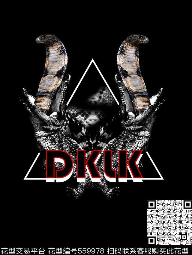 抽象男装图案鳄鱼眼镜王蛇数码印花华亿平台下载（图片编号: 559978） - 瓦栏（Walan）