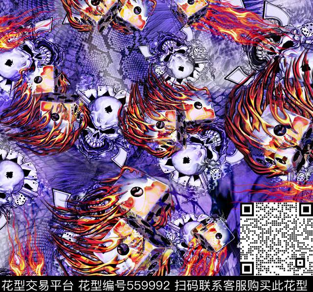 抽象几何花数码印花华亿平台下载（图片编号: 559992） - 瓦栏（Walan）