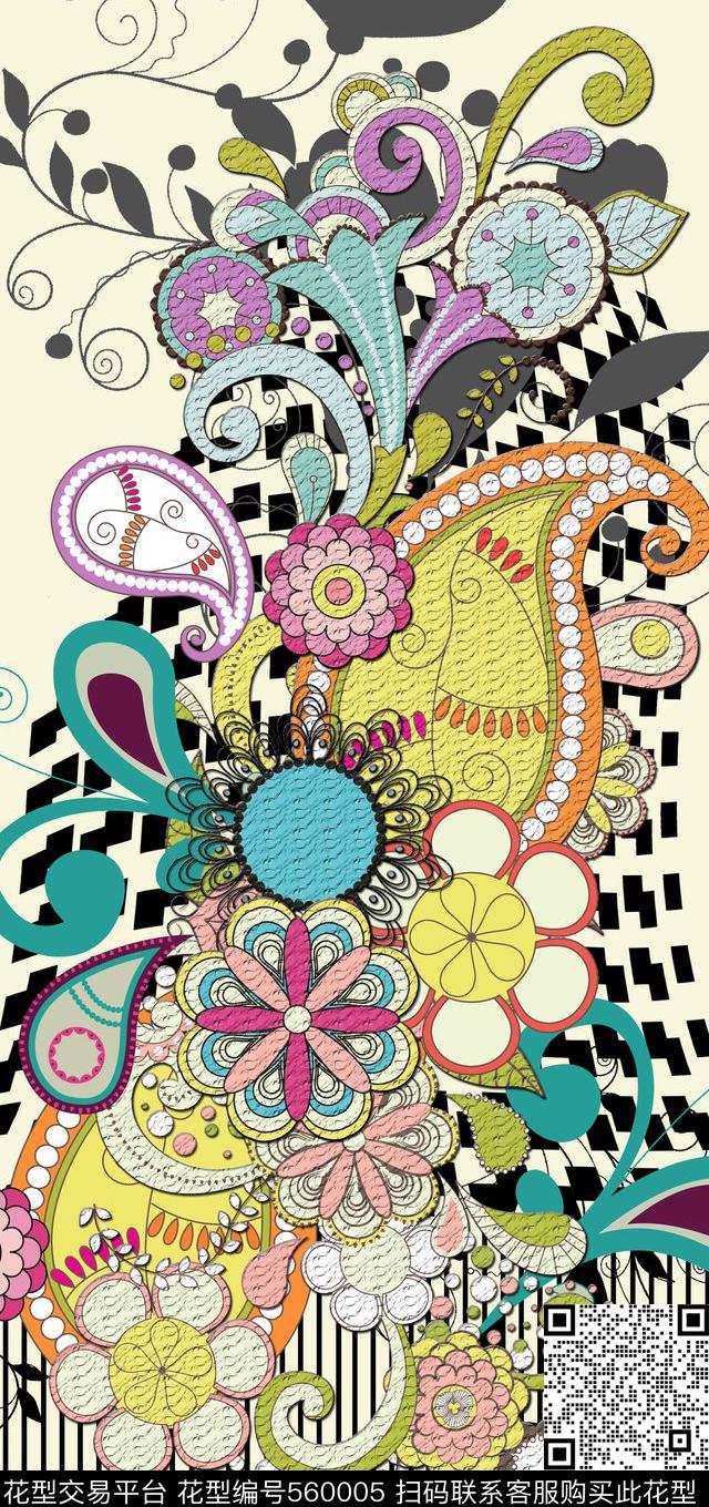 春夏几何花卉数码印花华亿平台下载（图片编号: 560005） - 瓦栏（Walan）