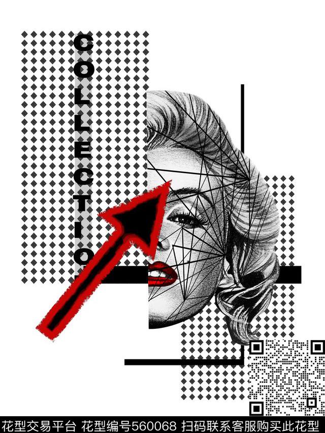 时尚玛丽莲梦露潮牌数码印花华亿平台下载（图片编号: 560068） - 瓦栏（Walan）