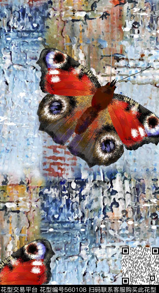 迷彩蝴蝶油画数码印花华亿平台下载（图片编号: 560108） - 瓦栏（Walan）