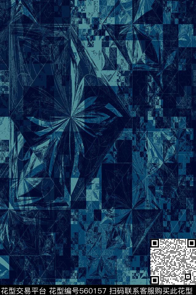 抽象肌理几何男装传统印花华亿平台下载（图片编号: 560157） - 瓦栏（Walan）