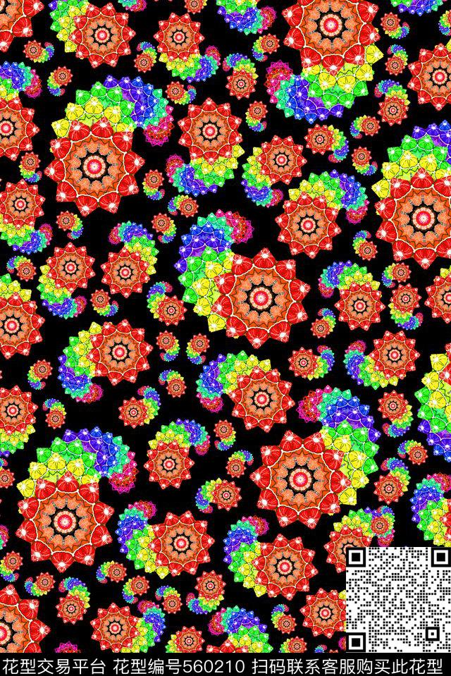 抽象万花筒炫彩数码印花华亿平台下载（图片编号: 560210） - 瓦栏（Walan）