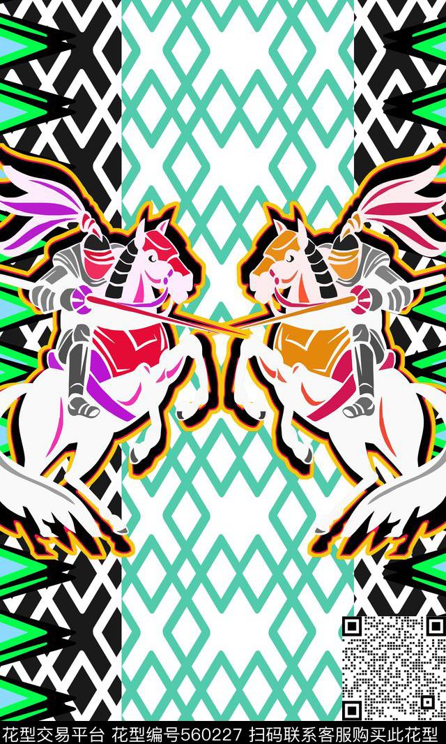 时尚定位几何图案骑士传统印花华亿平台下载（图片编号: 560227） - 瓦栏（Walan）
