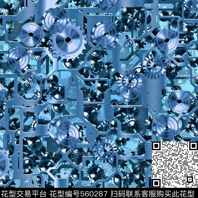 齿轮机械欧美大牌风格数码印花华亿平台下载（图片编号: 560287） - 瓦栏（Walan）