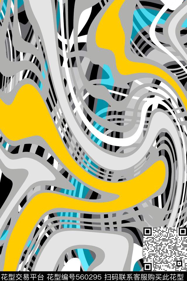 大气女装线条动感抽象传统印花华亿平台下载（图片编号: 560295） - 瓦栏（Walan）