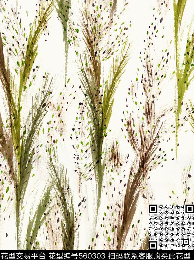 休闲时尚活泼手绘花卉野草波点机理数码印花华亿平台下载（图片编号: 560303） - 瓦栏（Walan）