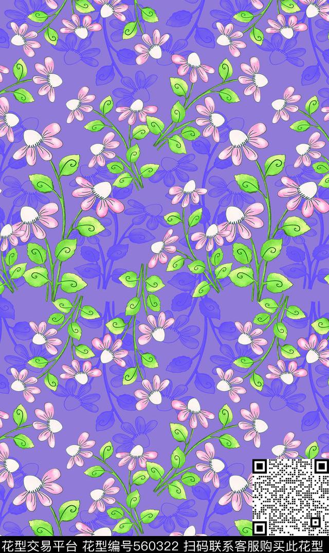 植物花卉多色花卉意向数码印花华亿平台下载（图片编号: 560322） - 瓦栏（Walan）