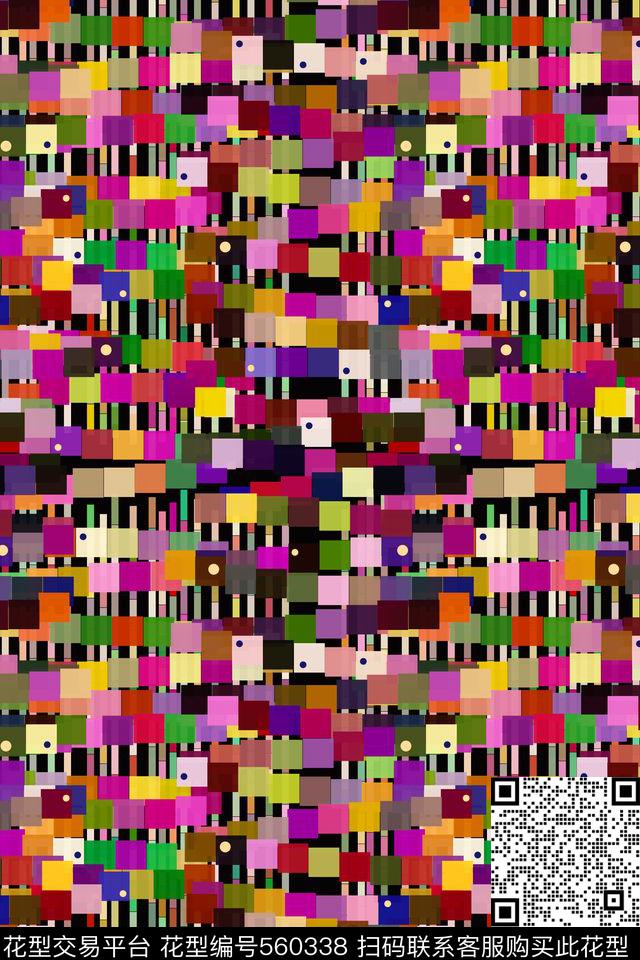 抽象方块肌理数码印花华亿平台下载（图片编号: 560338） - 瓦栏（Walan）