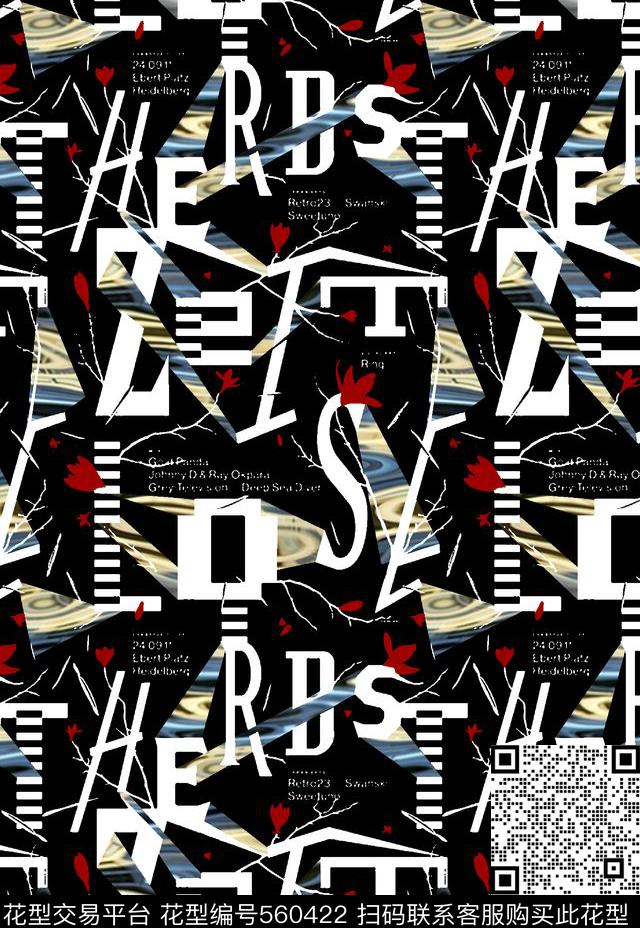 抽象男装图案纹纹理拼块英文字数码印花华亿平台下载（图片编号: 560422） - 瓦栏（Walan）