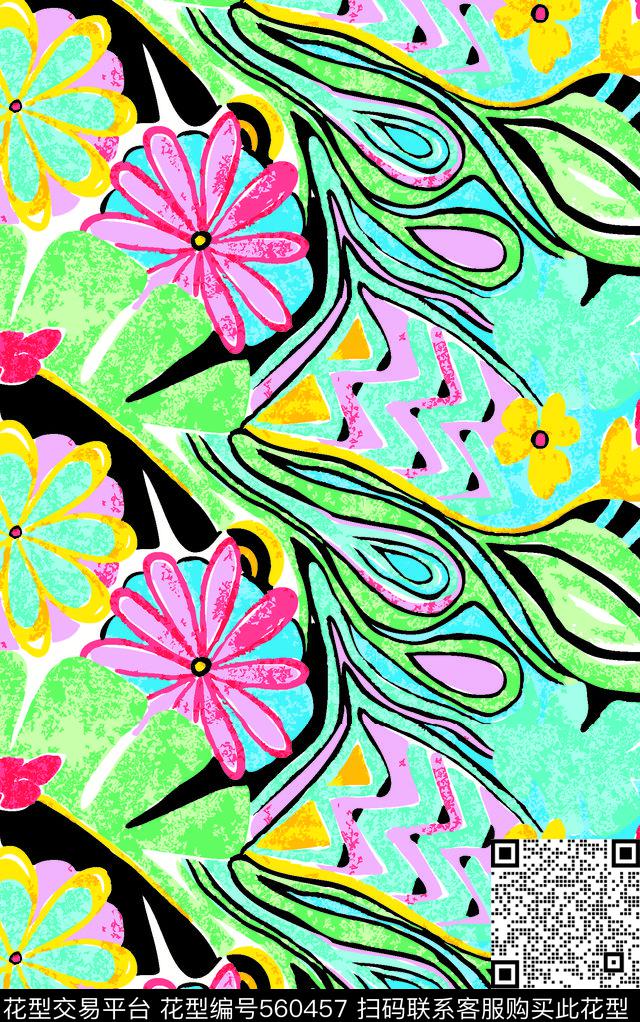 花朵家纺女装传统印花华亿平台下载（图片编号: 560457） - 瓦栏（Walan）