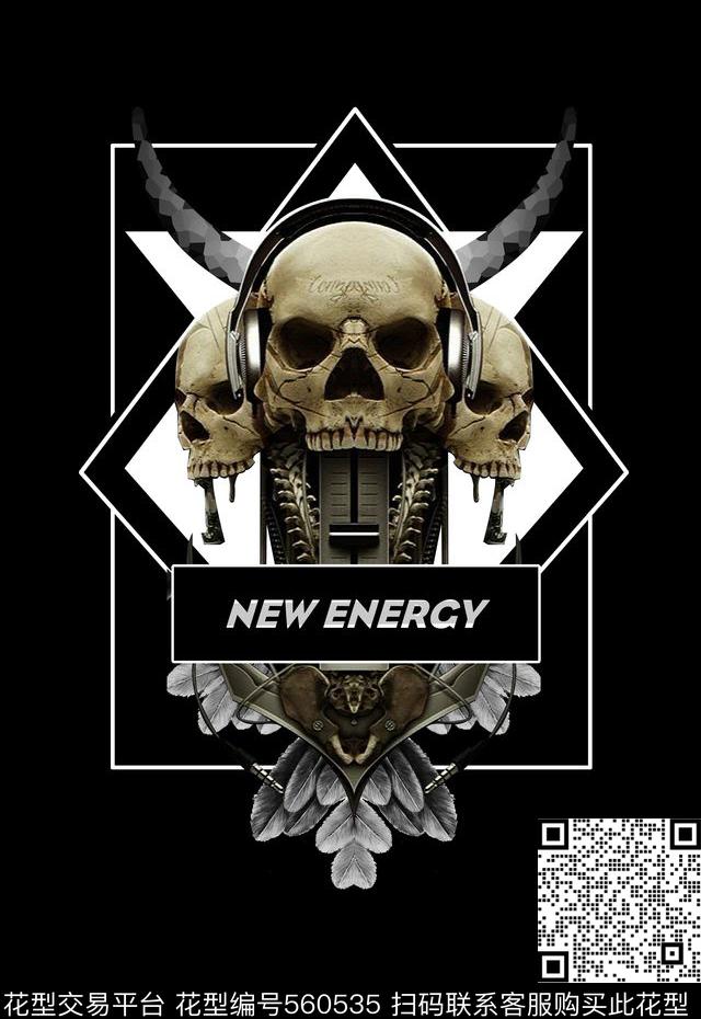 潮流时尚定位大牌骷髅头数码印花华亿平台下载（图片编号: 560535） - 瓦栏（Walan）