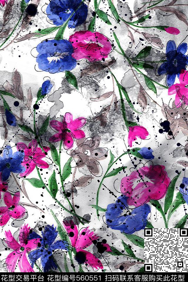 斑驳肌理女装数码印花华亿平台下载（图片编号: 560551） - 瓦栏（Walan）