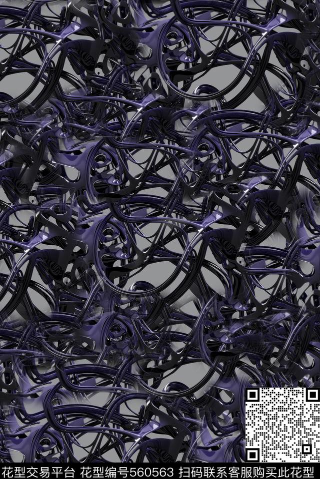 抽象几何电线机械数码印花华亿平台下载（图片编号: 560563） - 瓦栏（Walan）