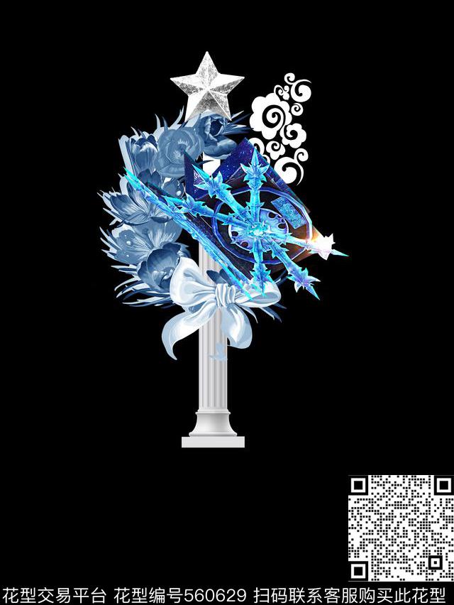 花卉几何纪梵希风格数码印花华亿平台下载（图片编号: 560629） - 瓦栏（Walan）