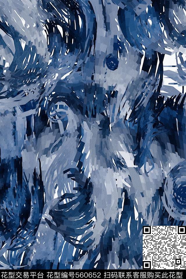 复古抽象笔刷肌理数码印花华亿平台下载（图片编号: 560652） - 瓦栏（Walan）