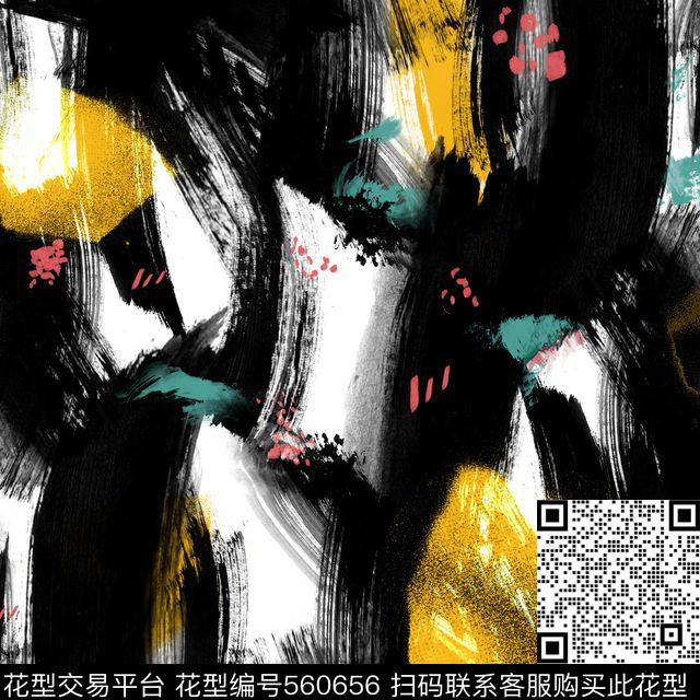 抽象泼墨手绘数码印花华亿平台下载（图片编号: 560656） - 瓦栏（Walan）