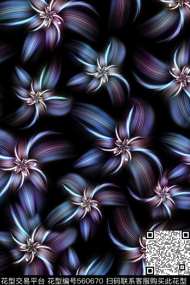 炫光抽象分形小衫华亿平台数码印花华亿平台下载（图片编号: 560670） - 瓦栏（Walan）