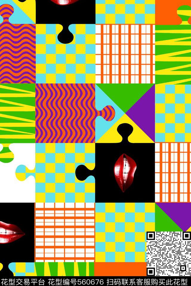 抽象几何线条传统印花华亿平台下载（图片编号: 560676） - 瓦栏（Walan）