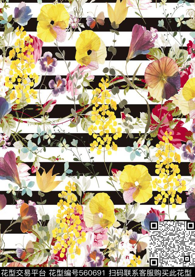 时尚斑马纹线条数码印花华亿平台下载（图片编号: 560691） - 瓦栏（Walan）