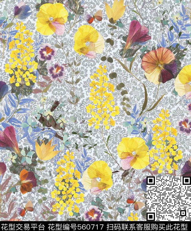 时尚热带植物手绘数码印花华亿平台下载（图片编号: 560717） - 瓦栏（Walan）