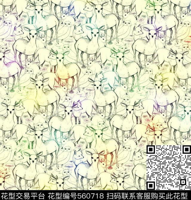 动物羊五彩数码印花华亿平台下载（图片编号: 560718） - 瓦栏（Walan）