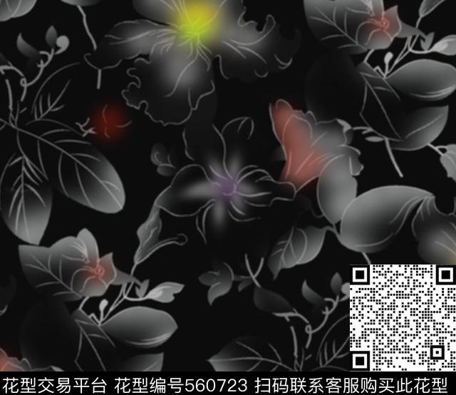 欧美花卉传统印花华亿平台下载（图片编号: 560723） - 瓦栏（Walan）