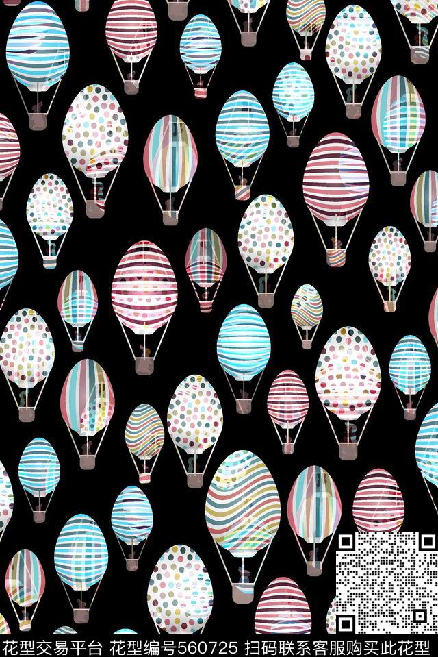 卡通热气球兔子传统印花华亿平台下载（图片编号: 560725） - 瓦栏（Walan）