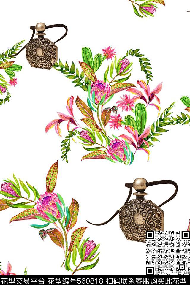 欧式花卉图案休闲风数码印花华亿平台下载（图片编号: 560818） - 瓦栏（Walan）