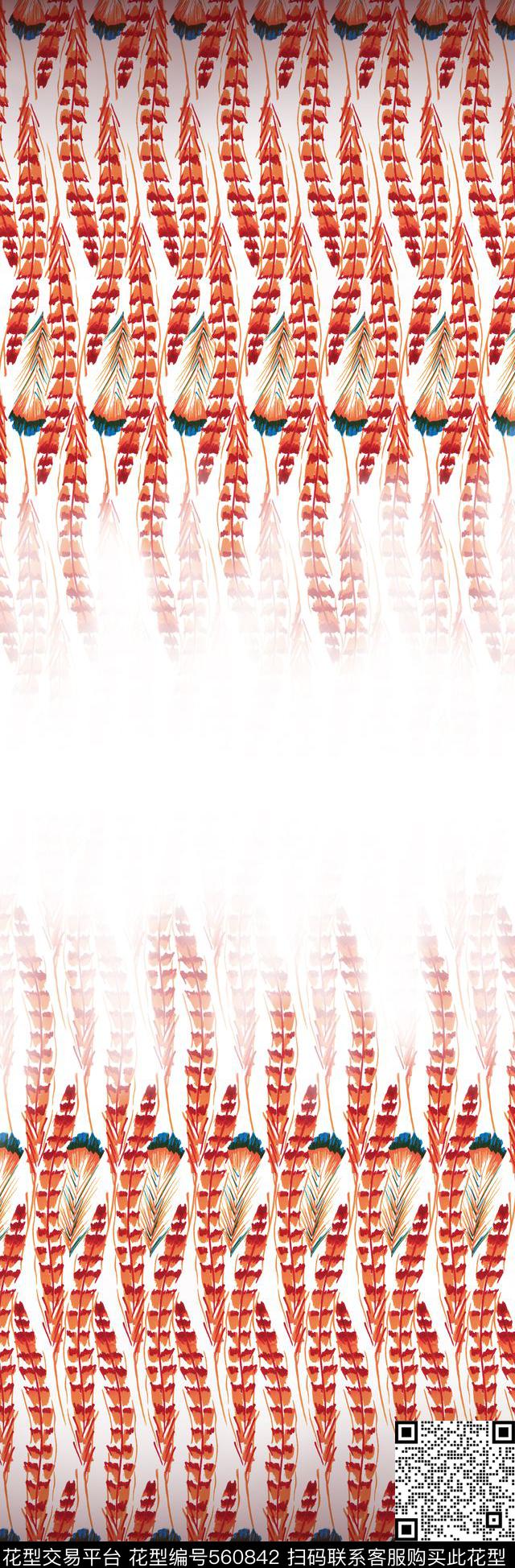 时尚动物羽毛羽毛数码印花华亿平台下载（图片编号: 560842） - 瓦栏（Walan）