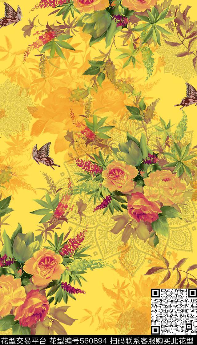 大牌服装花簇数码印花华亿平台下载（图片编号: 560894） - 瓦栏（Walan）