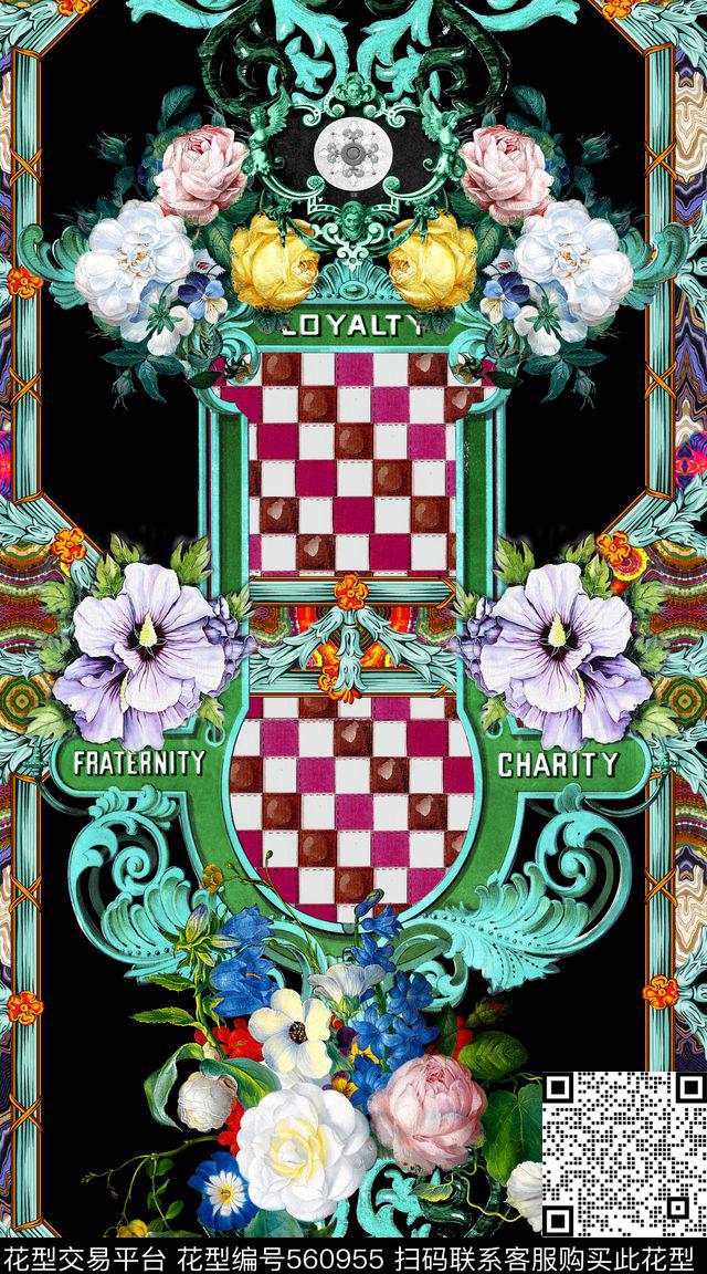 欧式复古卷草数码印花华亿平台下载（图片编号: 560955） - 瓦栏（Walan）