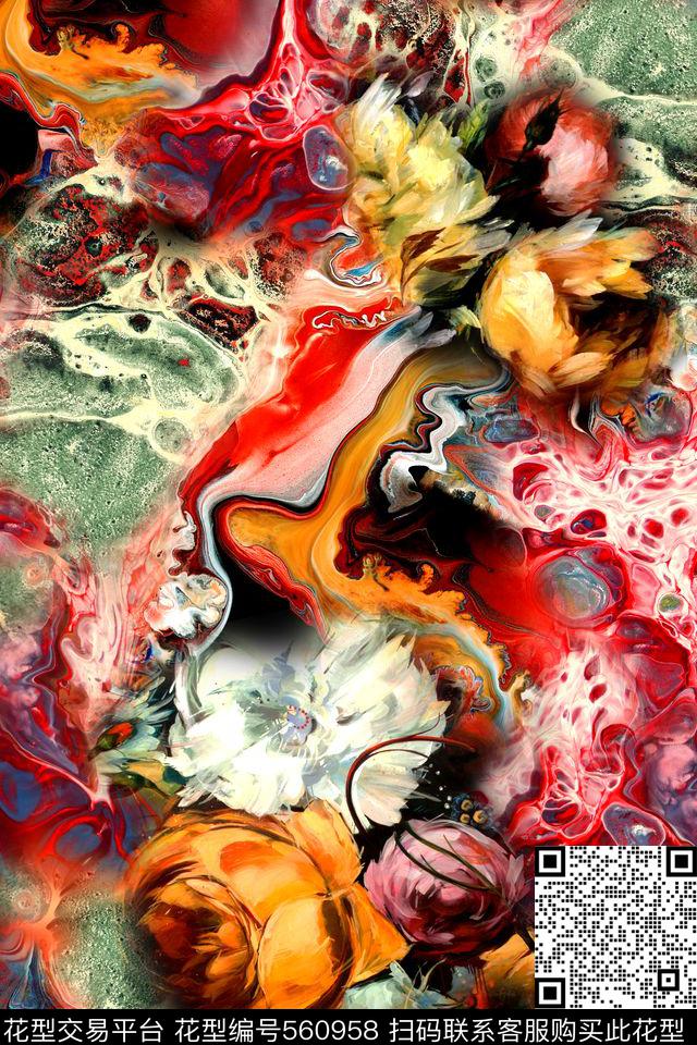 抽象几何矿石纹理数码印花华亿平台下载（图片编号: 560958） - 瓦栏（Walan）