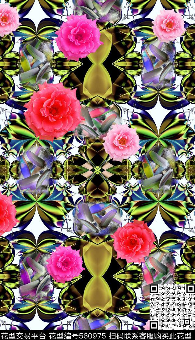 抽象红黄数码印花华亿平台下载（图片编号: 560975） - 瓦栏（Walan）