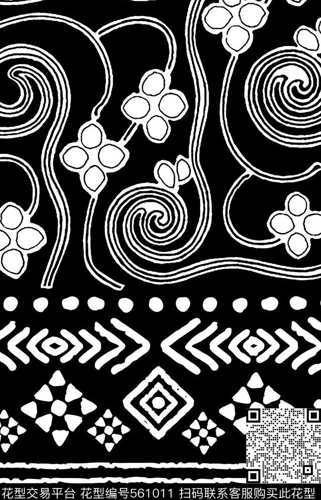 T恤笔触波点传统印花华亿平台下载（图片编号: 561011） - 瓦栏（Walan）