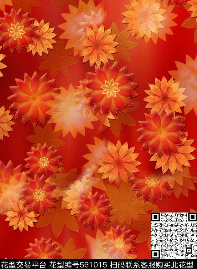 观音莲花对称几何抽象数码印花华亿平台下载（图片编号: 561015） - 瓦栏（Walan）