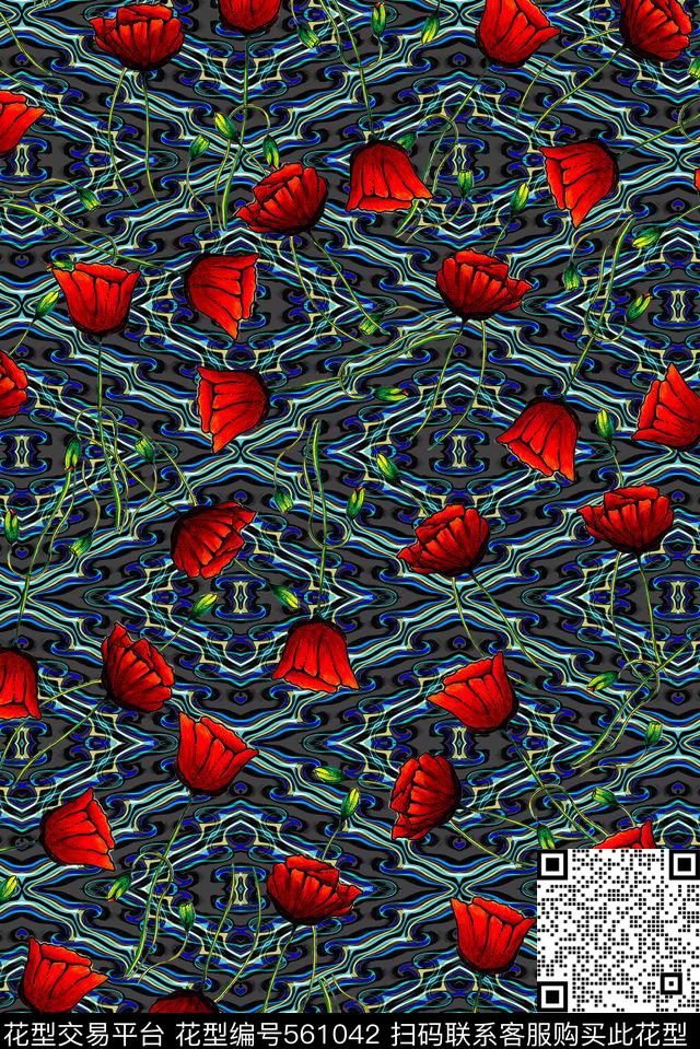 波纹女装小碎花数码印花华亿平台下载（图片编号: 561042） - 瓦栏（Walan）