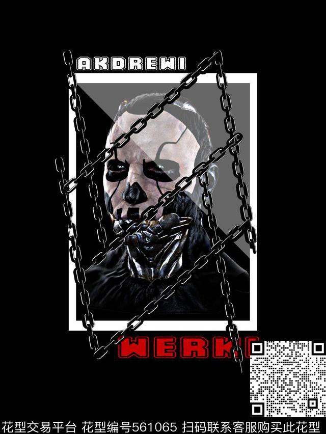 抽象男装图案铁链生化人数码印花华亿平台下载（图片编号: 561065） - 瓦栏（Walan）