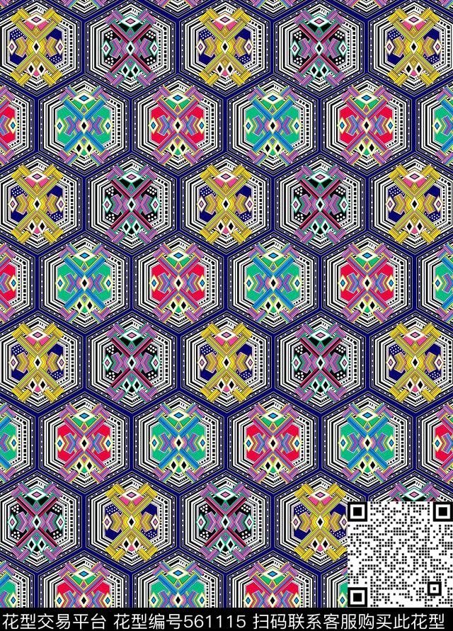 手绘民族风高清彩色格子花欧式复古最炫民族风传统印花华亿平台下载（图片编号: 561115） - 瓦栏（Walan）