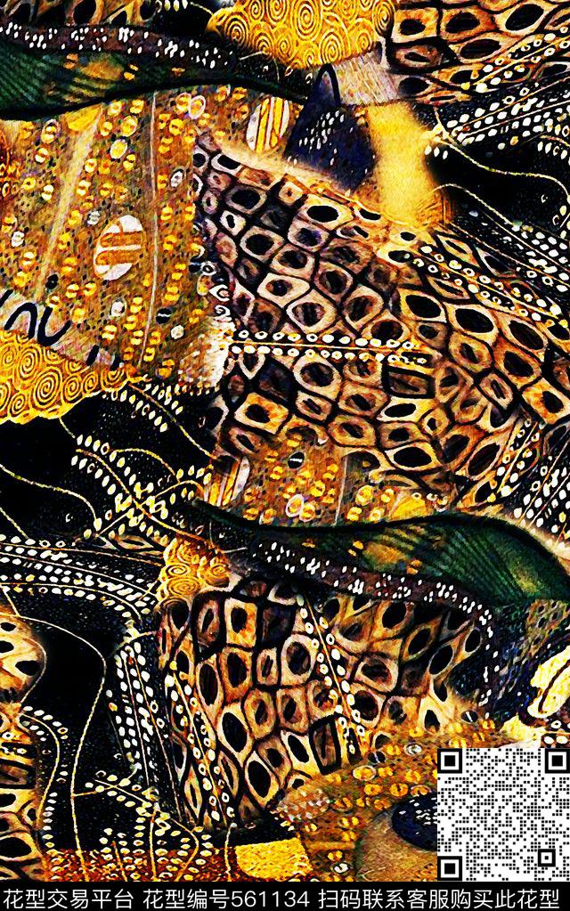 手绘欧美复古抽象几何油画女装连衣裙礼服短裙男装衬衫H【抽象】数码印花华亿平台下载（图片编号: 561134） - 瓦栏（Walan）