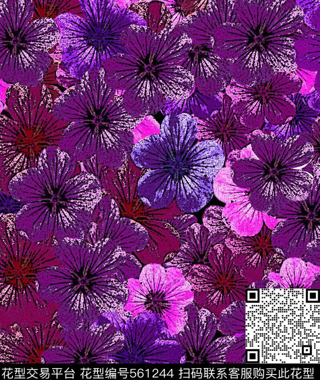 桃花桃花朵朵滿幅桃花传统印花华亿平台下载（图片编号: 561244） - 瓦栏（Walan）