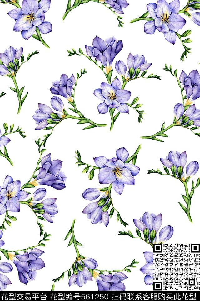 田园清新花朵春夏华亿平台数码印花华亿平台下载（图片编号: 561250） - 瓦栏（Walan）