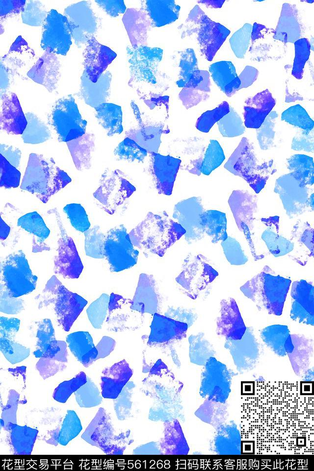 抽象炫彩蓝色数码印花华亿平台下载（图片编号: 561268） - 瓦栏（Walan）