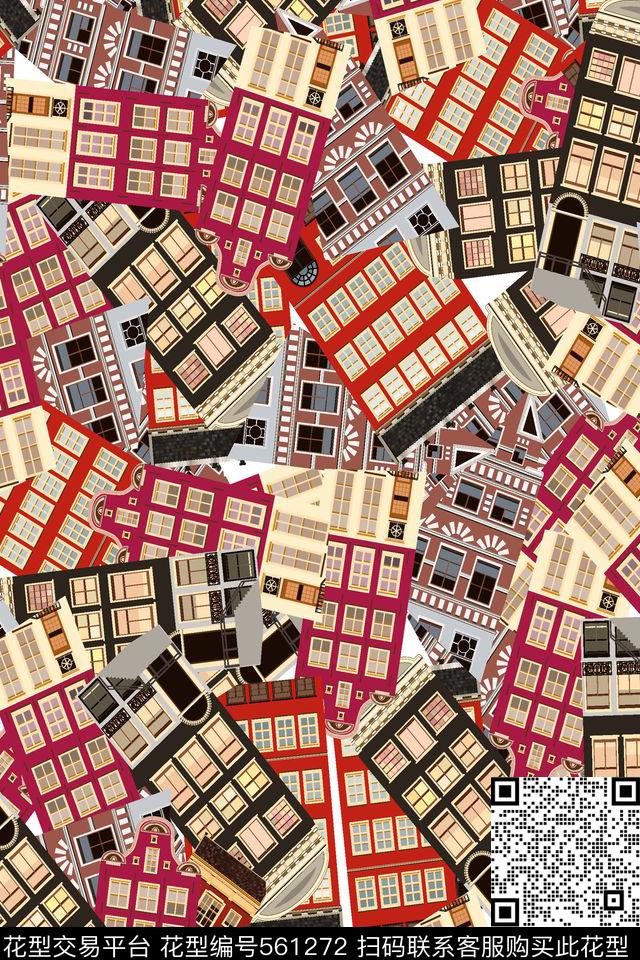 卡通创意城市传统印花华亿平台下载（图片编号: 561272） - 瓦栏（Walan）