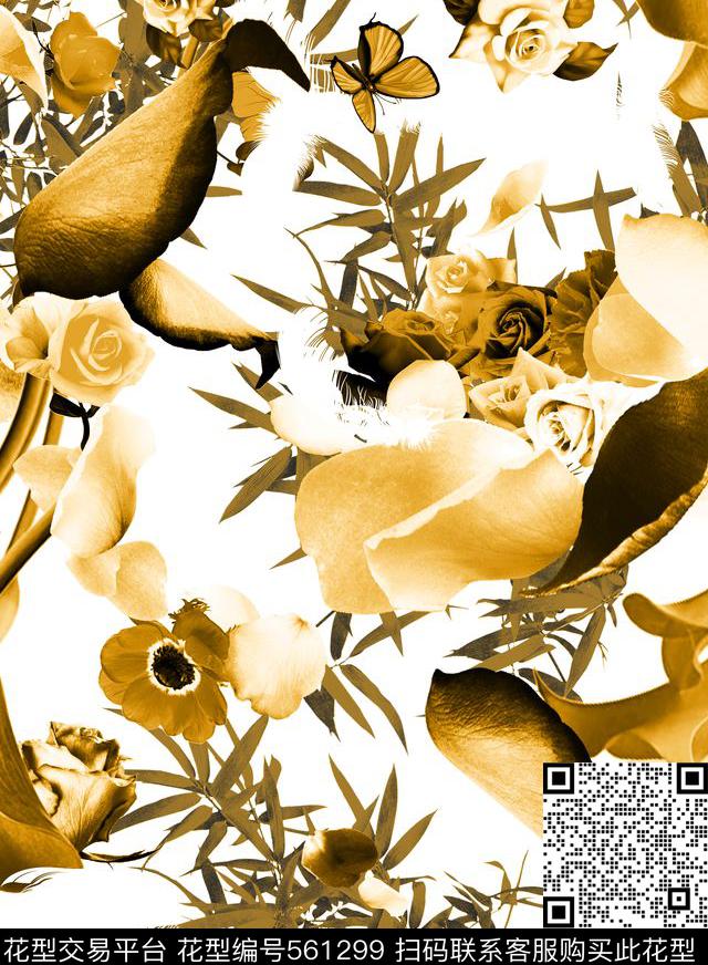 花卉花朵植物数码印花华亿平台下载（图片编号: 561299） - 瓦栏（Walan）