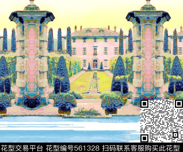建筑宫廷风景数码印花华亿平台下载（图片编号: 561328） - 瓦栏（Walan）