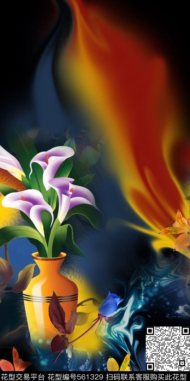 梦幻炫丽花瓶定位华亿平台数码印花华亿平台下载（图片编号: 561329） - 瓦栏（Walan）
