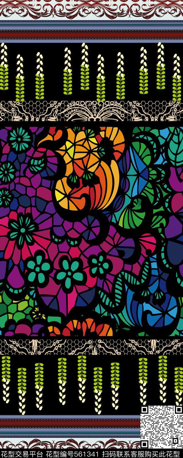 传统民族风花草传统印花华亿平台下载（图片编号: 561341） - 瓦栏（Walan）