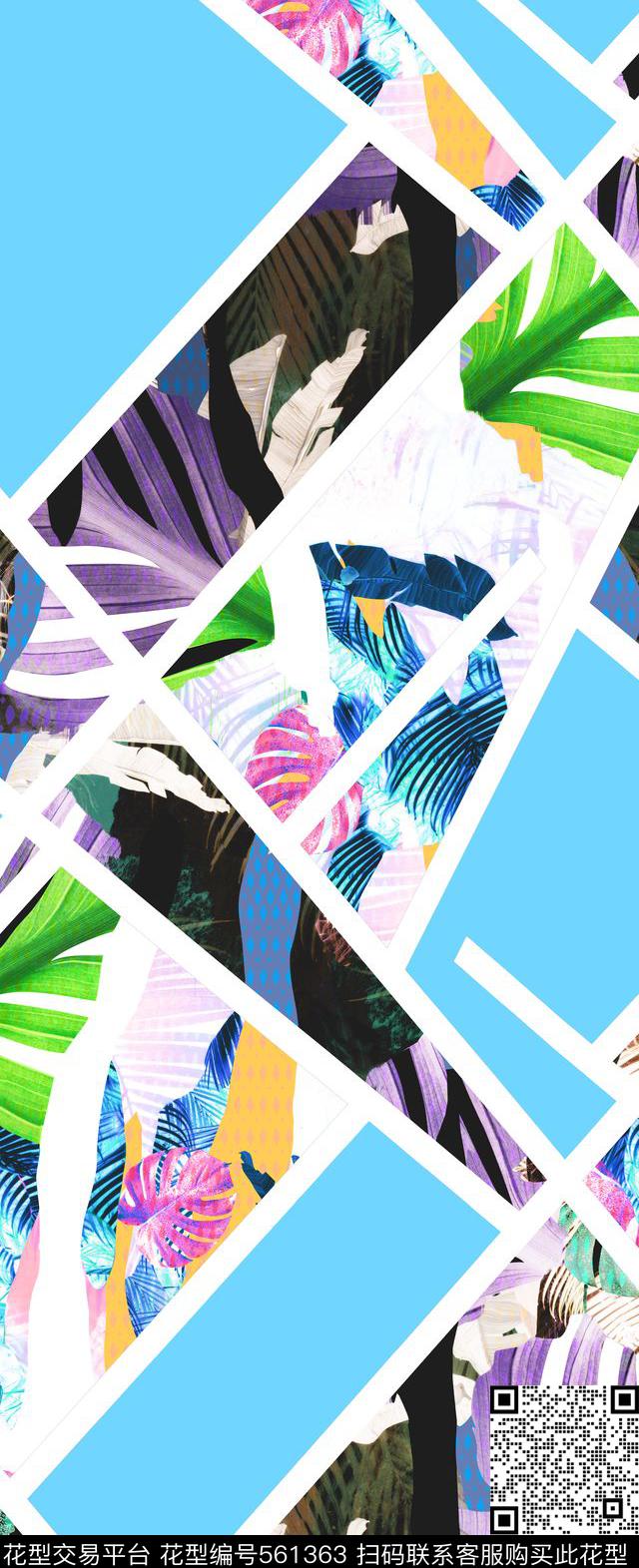 MAX-热带风情抽象几何欧美流行时尚数码印花华亿平台下载（图片编号: 561363） - 瓦栏（Walan）