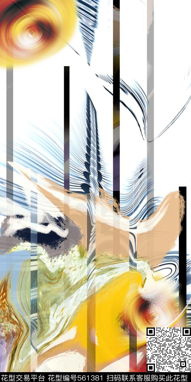 抽象几何拼接数码印花华亿平台下载（图片编号: 561381） - 瓦栏（Walan）